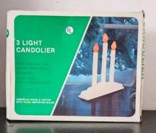 Vintage Nona 3 Light Candolier Christmas Window Electric Candles w/ Bulbs & Box