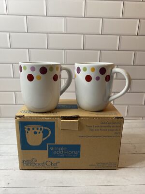 Pampered Chef Simple Additions Dots Coffee Set Of 2 New In Box 8 Oz | eBay