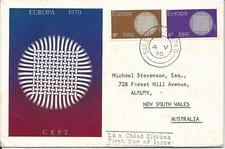 1970 Europa Issue Part set 2 addressed FDI to Australia 4 May 1970