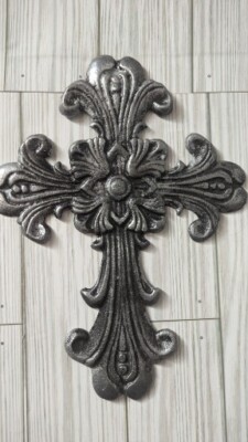 Croix Murale En Métal Avec Fleur En Résine – Dicksons Inc, 18,5 Pouces, Déco Intérieure/extérieure