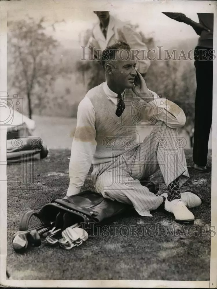 1939 Press Photo Golfer Denny Shute mid-swing, US Open, Spring Mills  Course, PA