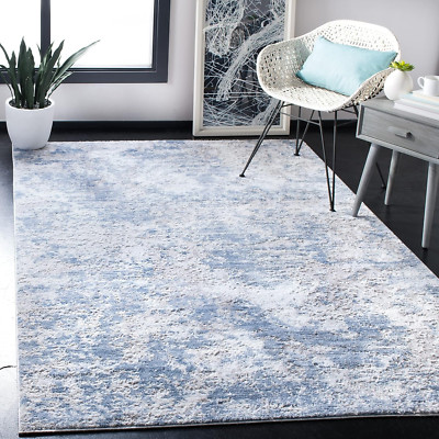 Amelia Collection Area Rug - 6' X 9', Grey & Blue, Modern Abstract Design, Non-S