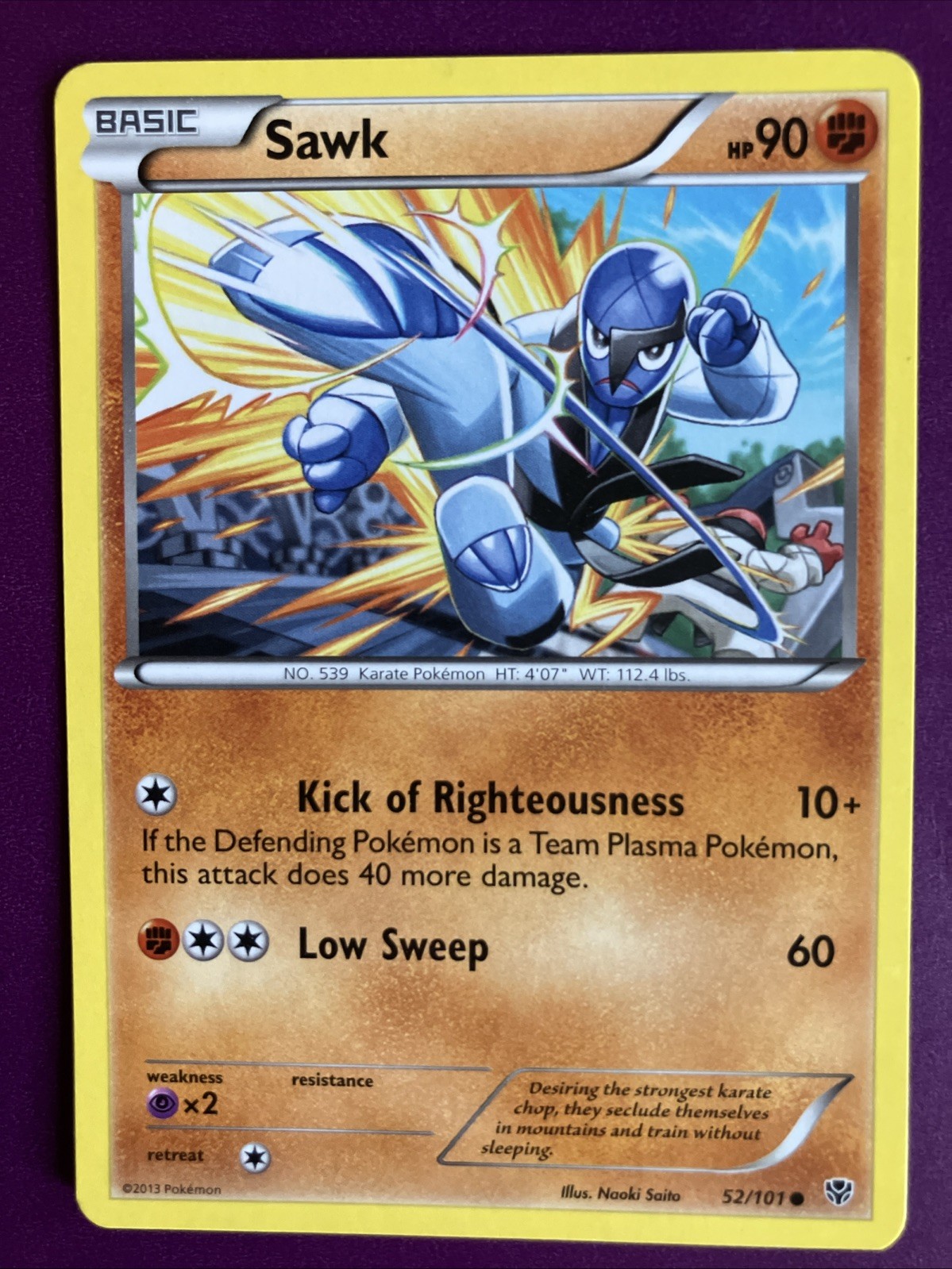 Sawk 52/101 Common Plasma Blast Pokemon Lightly Played