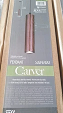 ***3*** Canarm Lighting IPL764A01BKW10 Carver Pendant Matte Black & Faux wood.