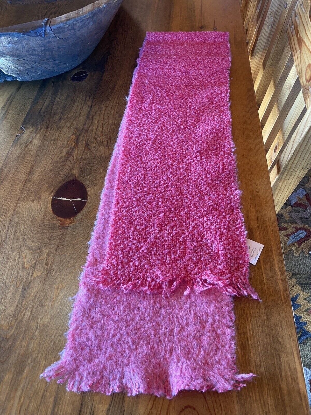 Donegal Designs Hot Pink Luxury Mohair Wool Scarf 10 X 70.