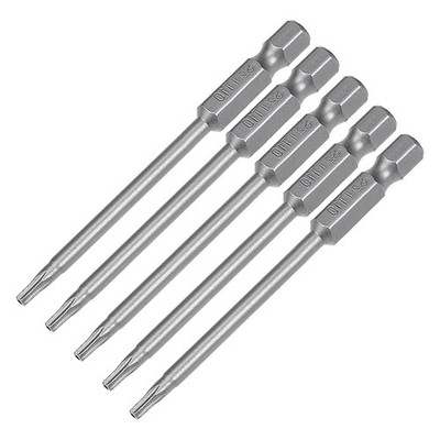 5stk 1/4 Zoll Sechskantschaft T10 Sicherheits-Torx-Schraubendreher-Bits 75 mm