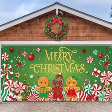 Christmas Candy Garage Door Decoration Merry Christmas Garage Door Banner Cov...