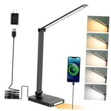 LED Desk Lamp with USB Ports,Touch Desk Lamps for Home Office with 5 Black