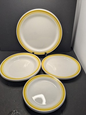 Corelle By Corning Yellow Band Dinnerware Set 13 Pieces Plates & Bowls Vintage