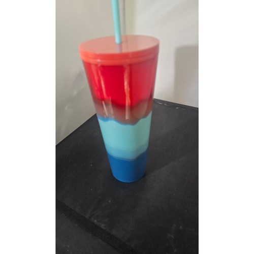 Starbucks Summer 2021 Red Blue Warm Cool Wave Cold Cup Tumbler - - Picture 3 of 5