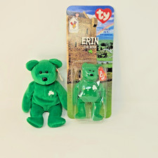 Ty Beanie Baby Erin Shamrock Bear 1997 Beanie Baby & 1999 McDonald's Mini Sealed