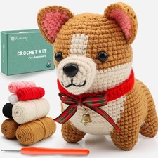 Corgi Amigurumi Crochet Kit Beginner Starter w/ Tools Yarn Step-by-Step Video