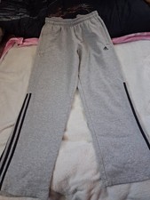 ADIDAS UNISEX Gray, 70 Cotton,Wide Leg Sweatpants/Joggers,Pockets Size S