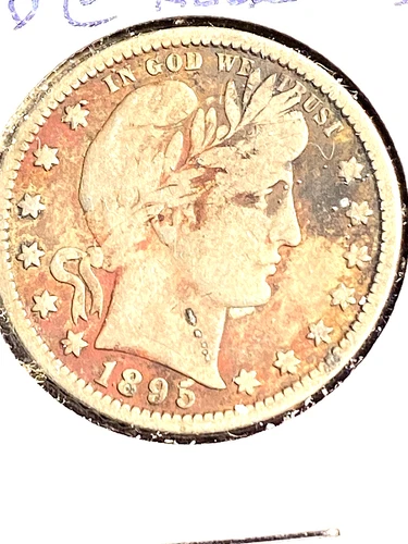 1895 O Barber Quarter Fine CUD at Neck OBV