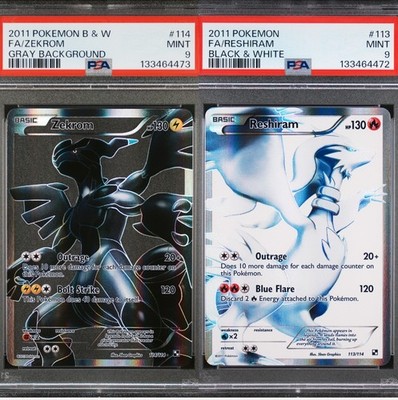 Pokémon SEQUENTIAL PSA 9 Reshiram 113 und Zekrom Gray 114 Black & White B&W