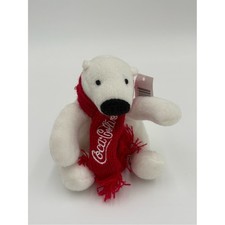 Coca-Cola Polar Bear Plush with Red Knit Scarf 5" Stuffed Animal w/ Tag