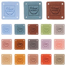 45 Pcs PU Handmade Crochet Clothing Labels Tags with Holes