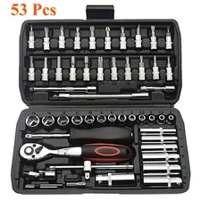 53Pcs Socket Wrench Set, 53PCS 1/4 Inch Ratcheting Wrench Set And Extensio