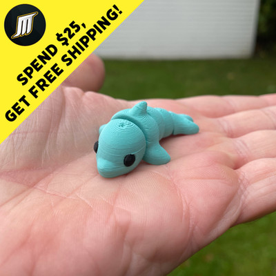 Dolphin Cyan - Black Eyes Pocket Pet: 3D Printed Little See Description