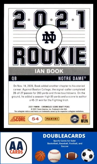 2021 Panini Chronicles Draft Picks #54 Ian Book Score Retro RC Notre Dame - Image 2 of 2