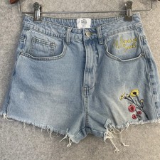 Disney Winnie The Pooh Primark Embroidered Denim Cutoff Shorts Light Wash Sz 6