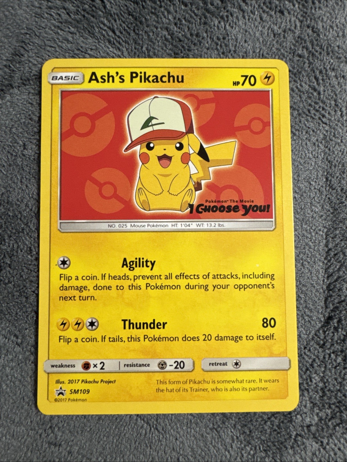 Ash's Pikachu SM109 Sun & Moon Black Star Promo Pokemon