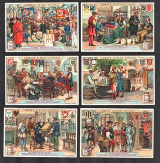Guilds In Middle Ages Liebig Card Set 1907 Bookmaker Baker Brewer Textile Smithy