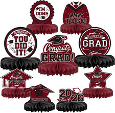 9PCS Graduation Party Decorations Class of 2026 Congrats Grad Table Centerpiece