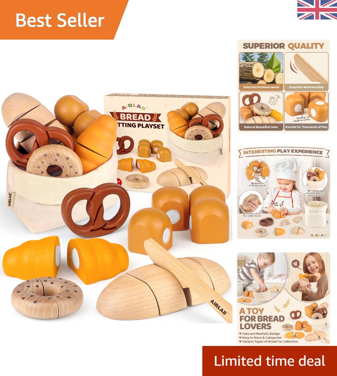 Educational Wooden Breakfast Play Food Set - Perfect Gift for Toddlers & Kids