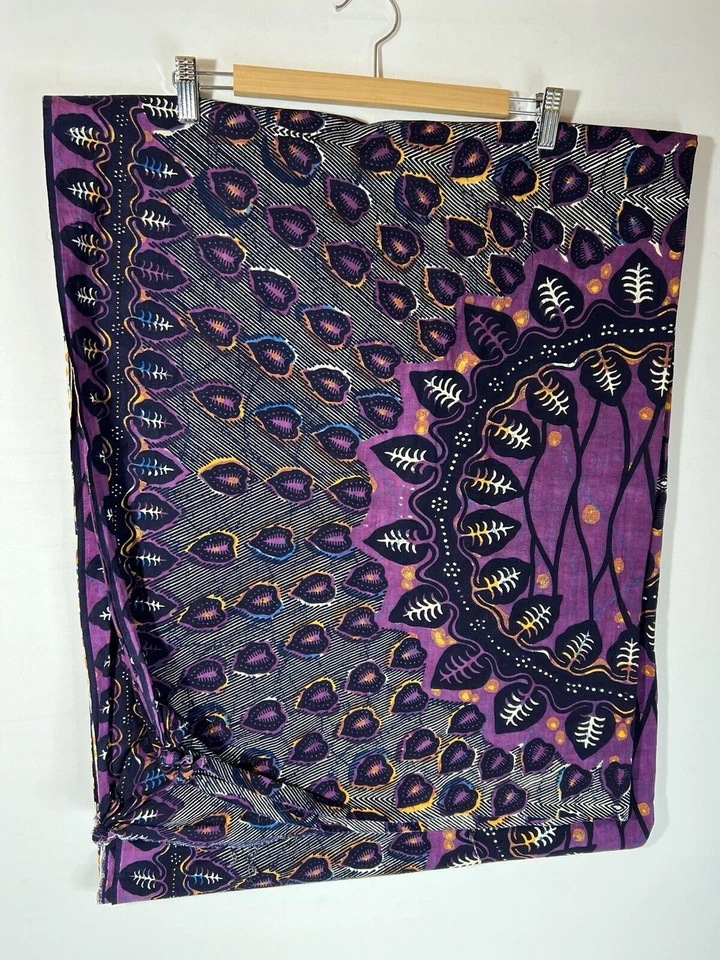 Vintage Hand Dyed Painted 143"x44" Tribal Tablecloth Wall Hanging BOHO - Image 4 of 4