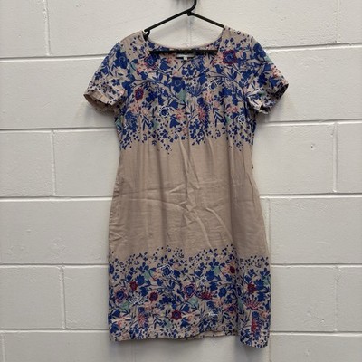 Per Una M&S Etuikleid Leinenmischung Blumen UK 16 bestickte Details