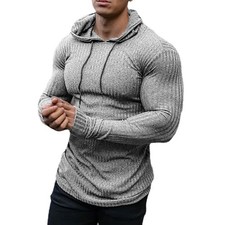 New Fashion Spring Autumn Hooded Sweaters Men Thin Knitted Gym Clothing Slim Fit