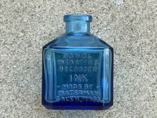 Vintage Wheaton, NJ Blue Glass Inkwell Bottle "INK" Pristine Condition
