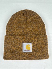 Carhartt Adult One Size Knit Cuffed Beanie Winter Hat Black/Orange Heather