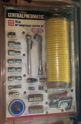 Air Compressor Starter Kit by Central Pneumatic 20 PC-Brand New Hose Set-Sealed