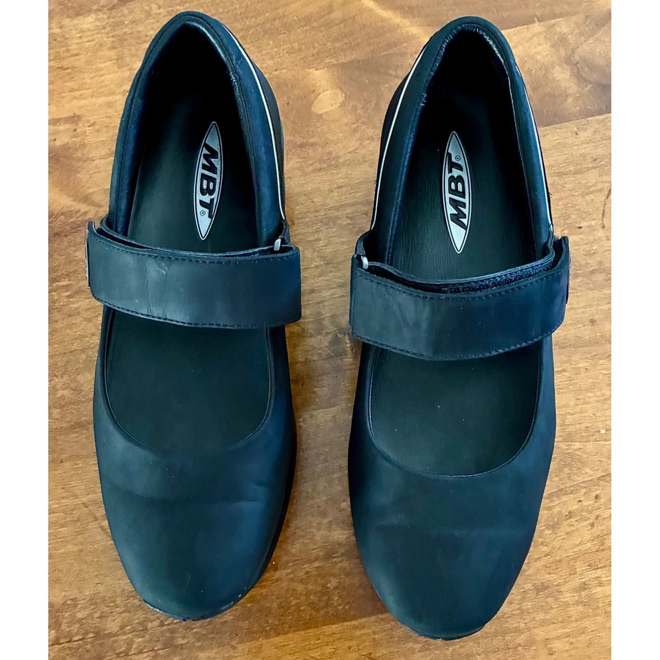 MBT 黑色皮革 Mary Jane 步行摇椅鞋女式 6-6 1/2 二手状况完好 — 第 4/4 张图片