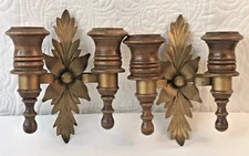 2 Vintage MCM Wall Sconce Candlestick Holder French Country Hollywood Regency