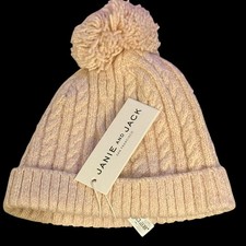 NWT Janie and Jack Hat Pink 3  6 Months Heritage Cable Knit Pom Beanie Lined