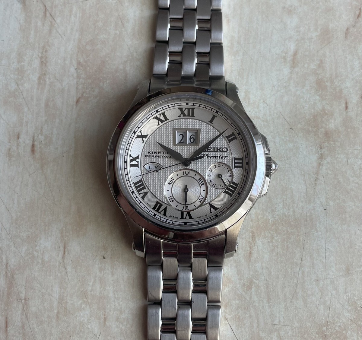 SEIKO Premier Kinetic Perpetual 7D48-0AA0 men's Wrist Watch for