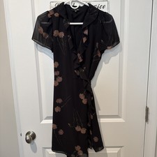 Madewell Womens Georgette Ruffle Wrap Mini Dress In Aster Portrait, Size XXS