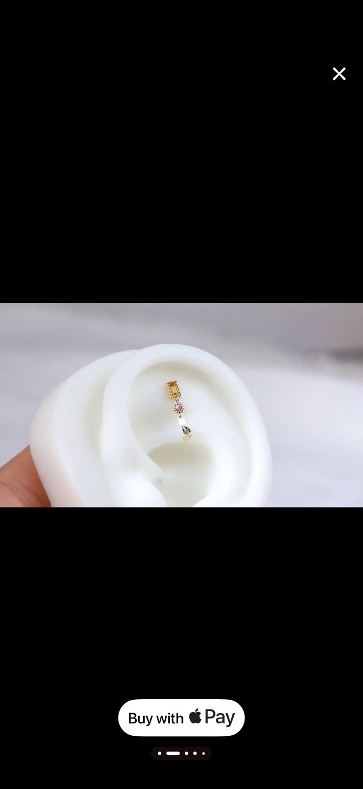 Solid 14k Yellow gold Citrine Threadless Earring … - image 4