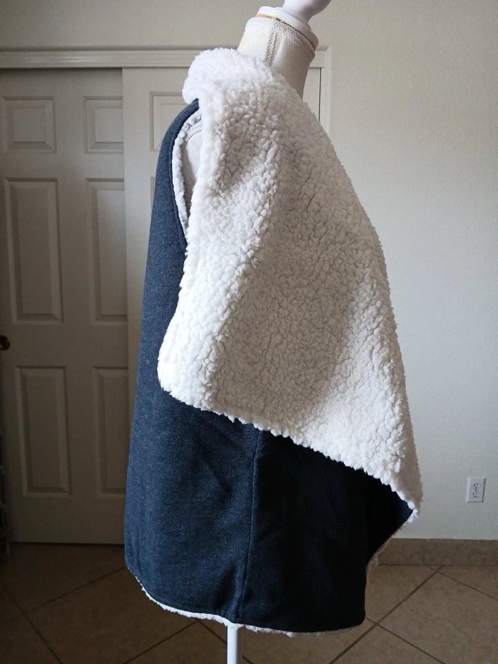 Mossimo Chaleco Mujer Frente Abierto Reversible XL Gris Blanco Sherpa Foto 4 de 4