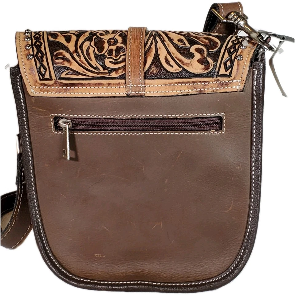 Bolso Cartera Blazin RoXX Cora Tostado Tooled Oculto Sillín N7514208 Nuevo Foto 3 de 4