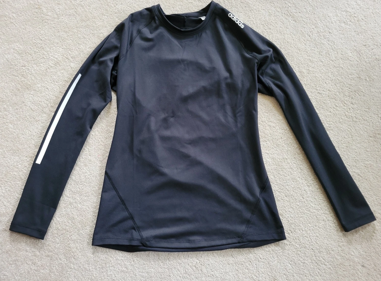 adidas Hockey Men's Baselayer Long Sleeve Top Black Sz M Aeroready Black White