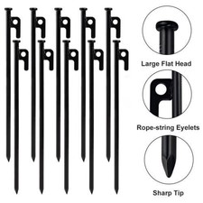 12" Heavy Duty Tent Pegs Steel Camping Hiking Outdoor Ground Stakes Metal Nail