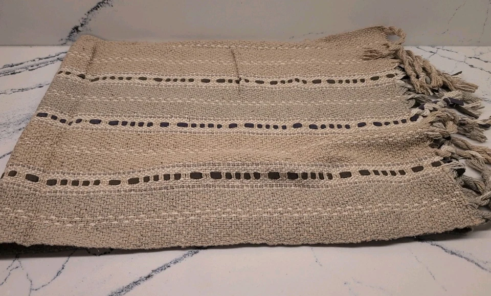 Bufanda tejida Fern Devlin vintage tostada con tiras de gamuza marrón 68 X 13 Foto 4 de 4