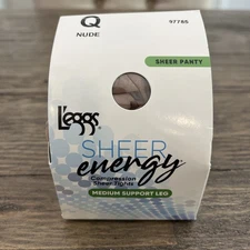 NEW L’eggs Sheer Tights Sz Q Compression Nude Sheer Panty Med Support Leg