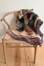 Vintage Plaid BOB TIMBERLAKE Landhaus Tagesdecke Fransen Blanket Blumen Früchte