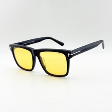 Tom Ford Buckley FT0906 Black Sunglasses Yellow Lenses Square New
