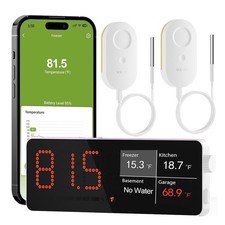 WiFi Freezer Thermometer Alarm with Digital Monitor Hub, App and Email Alerts...